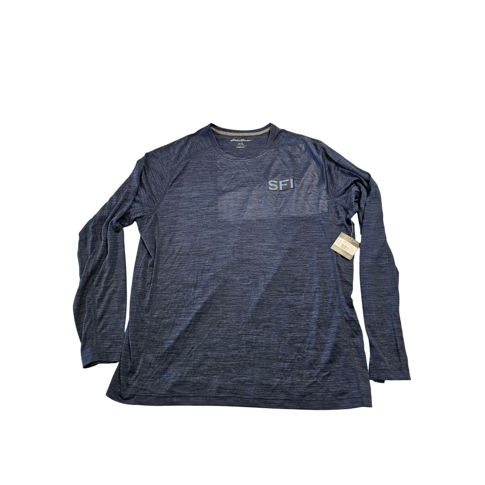 Eddie Bauer Mens Resolution Long Sleeve Tee Storm Blue SFI Logo‎ XL NEW